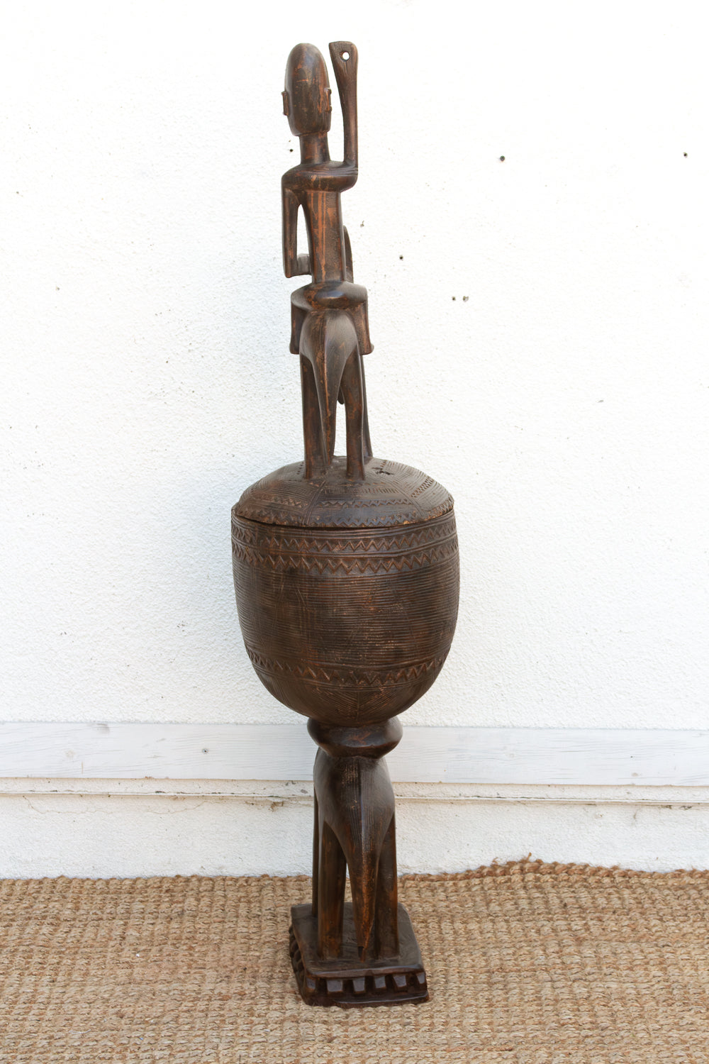 57" Tall Antique Dogon Equestrian Vessel Statue