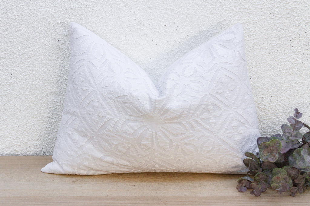 Paper Lace Lumbar Applique Pillow Cover