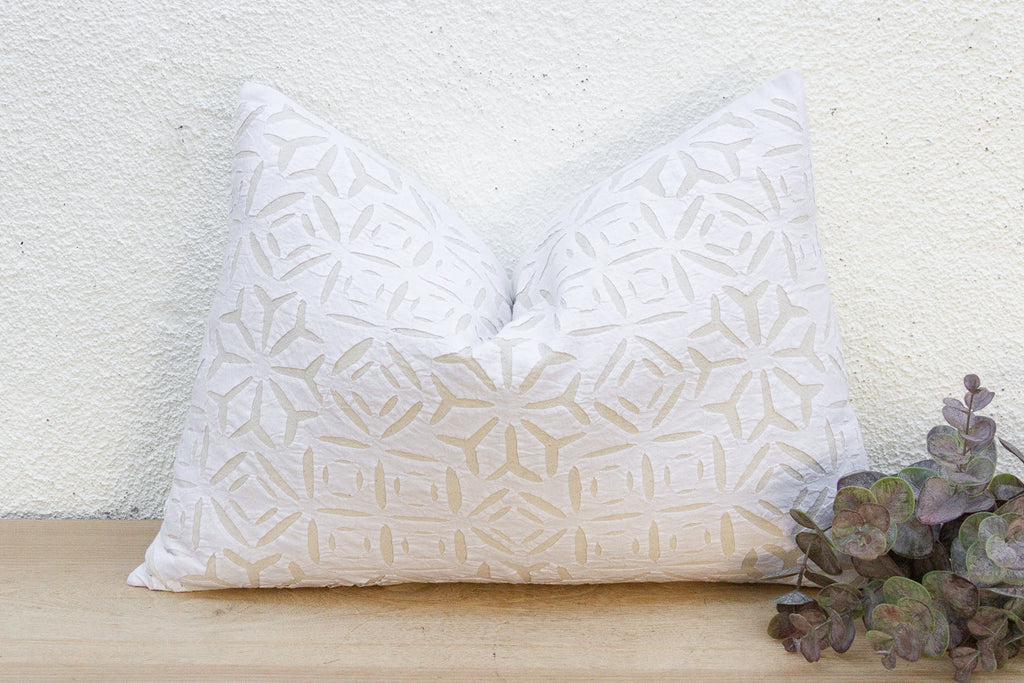 Iris Lumbar Applique Pillow Cover