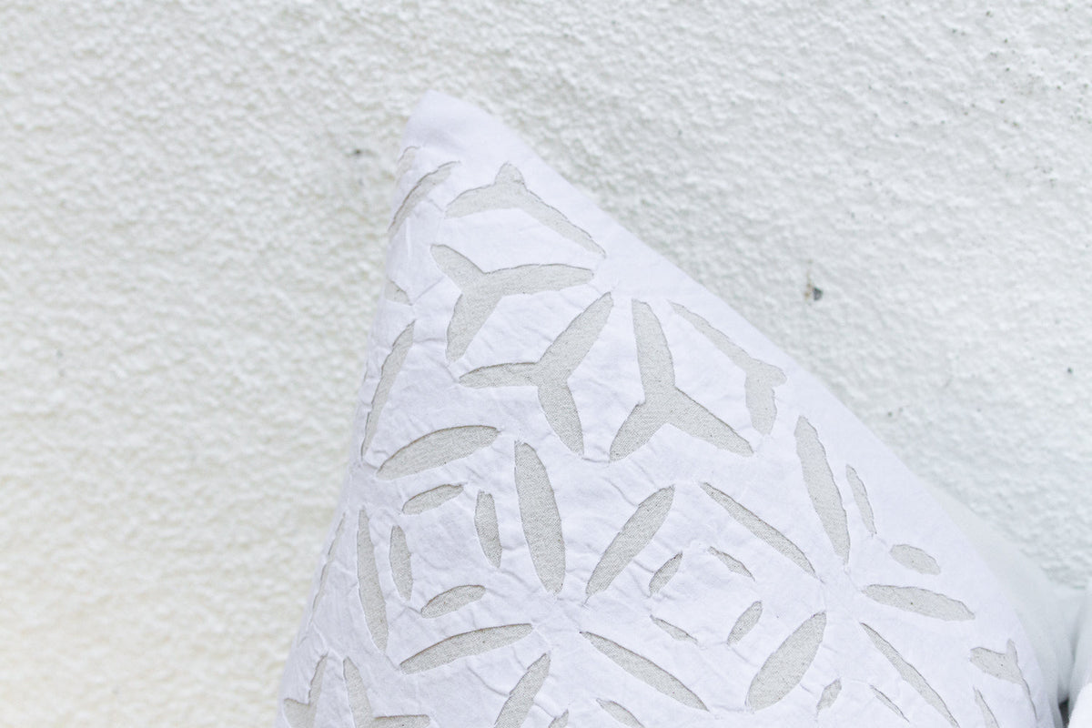Iris Lumbar Applique Pillow Cover