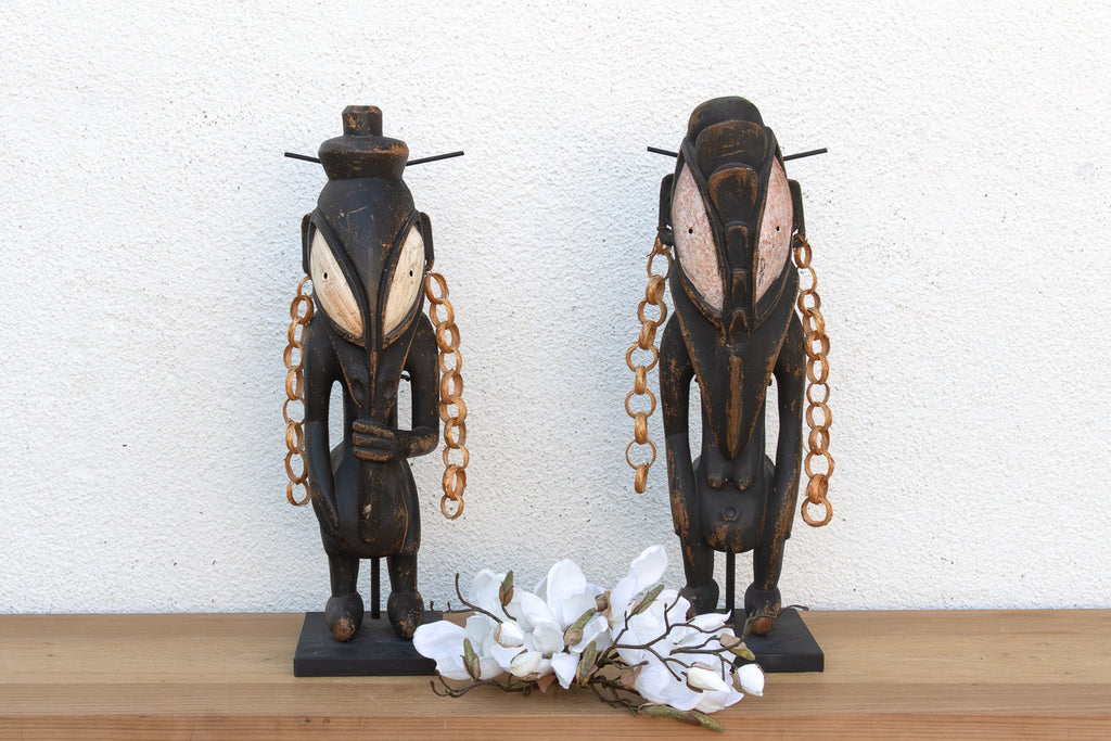 Antique Bamana Jo Society couple on Custom Stand