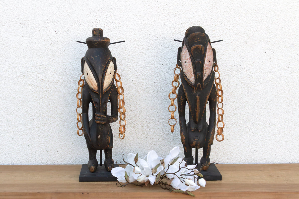 Antique Bamana Jo Society couple on Custom Stand