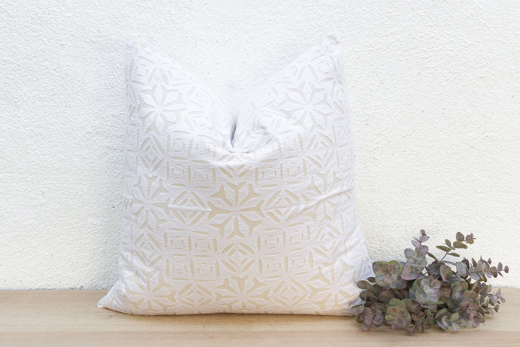 Cream Silk Euro Applique Pillow Cover
