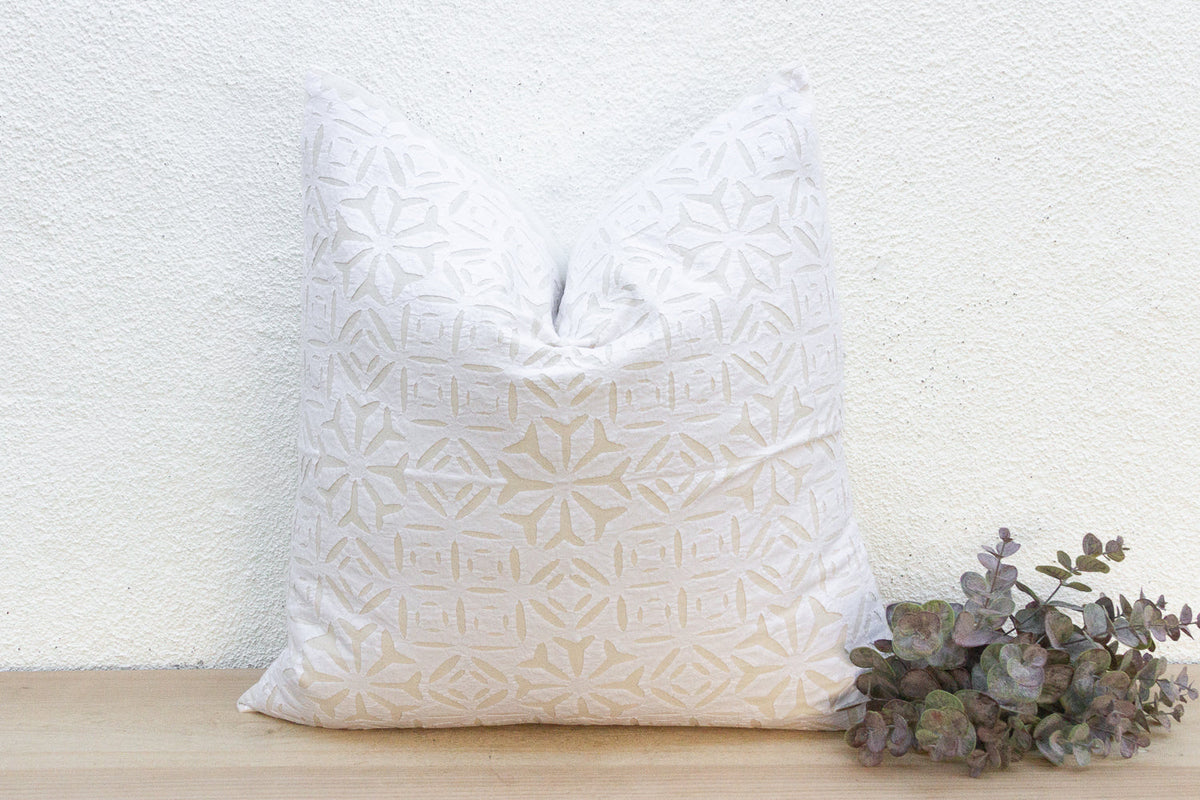 Poppy Flax Euro Applique Pillow Cover