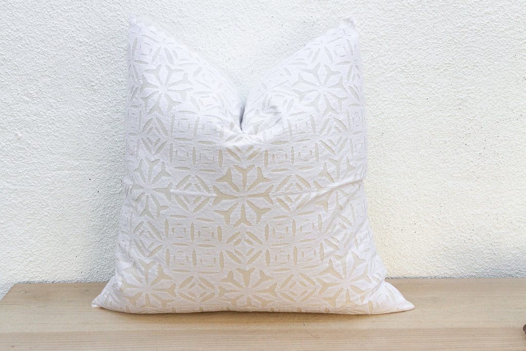 Cream Silk Euro Applique Pillow Cover