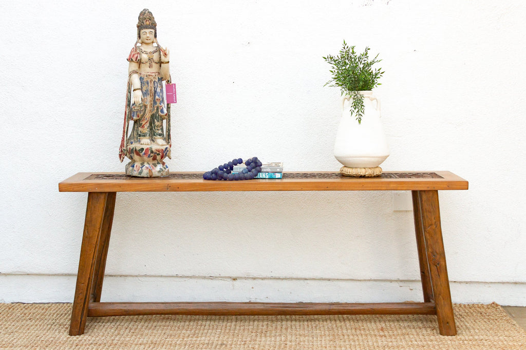 Rustic Console with Antique Lattice Top