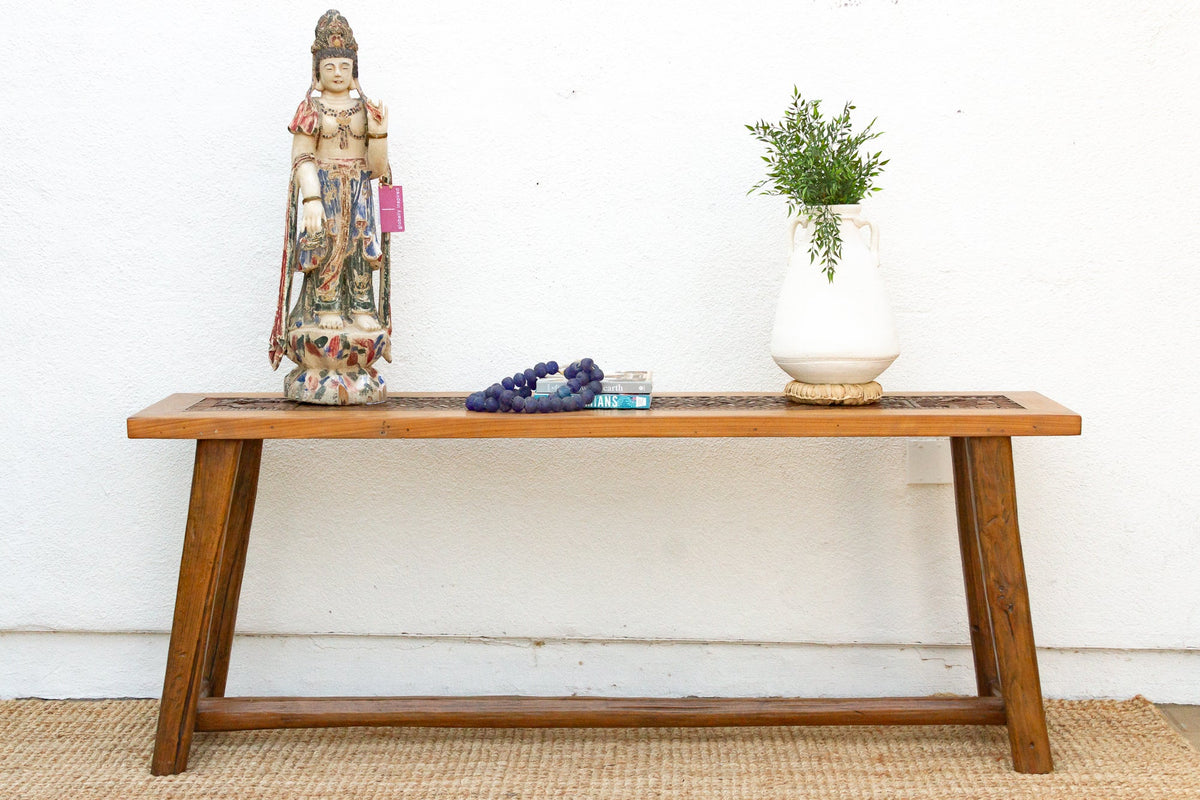 Rustic Console with Antique Lattice Top