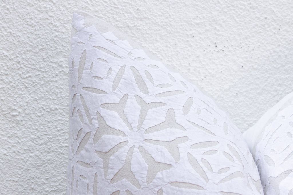 Cream Silk Euro Applique Pillow Cover
