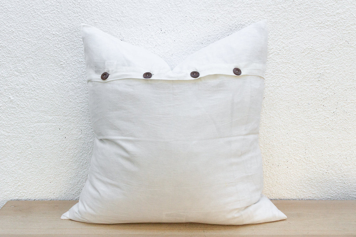 Cream Silk Euro Applique Pillow Cover