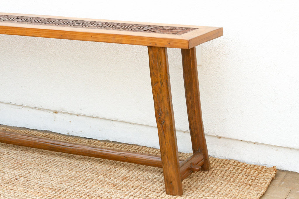 Rustic Console with Antique Lattice Top