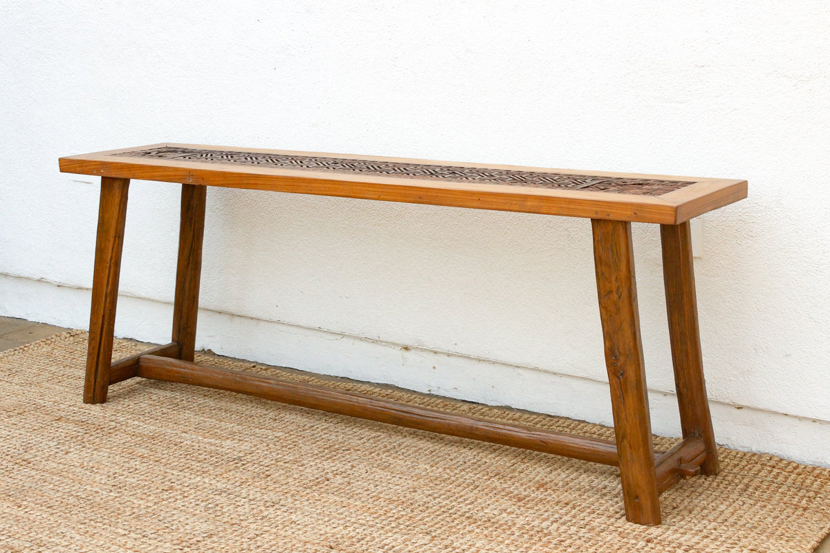 Rustic Console with Antique Lattice Top