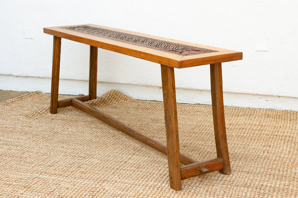 Rustic Console with Antique Lattice Top