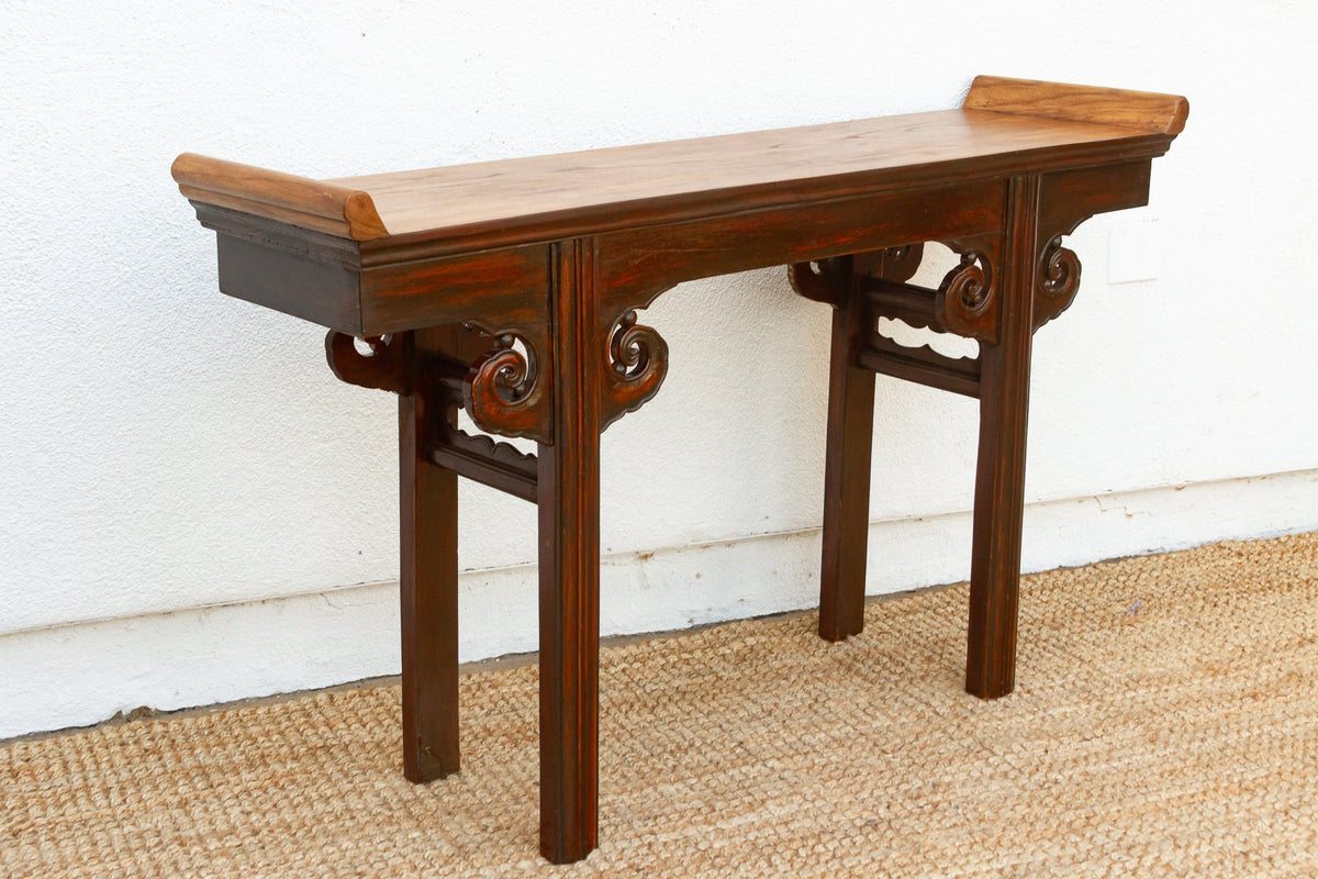 Ming Dynasty Style Elm Wood Console Table