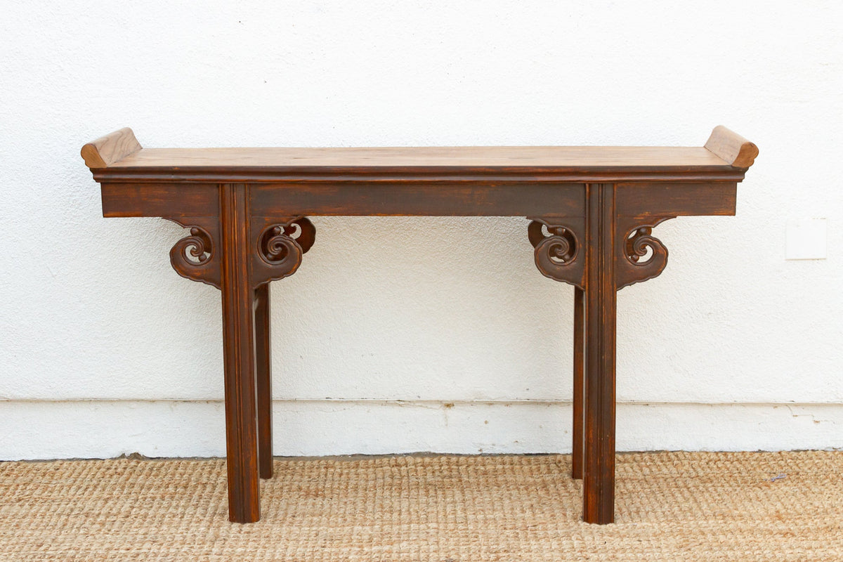 Ming Dynasty Style Elm Wood Console Table