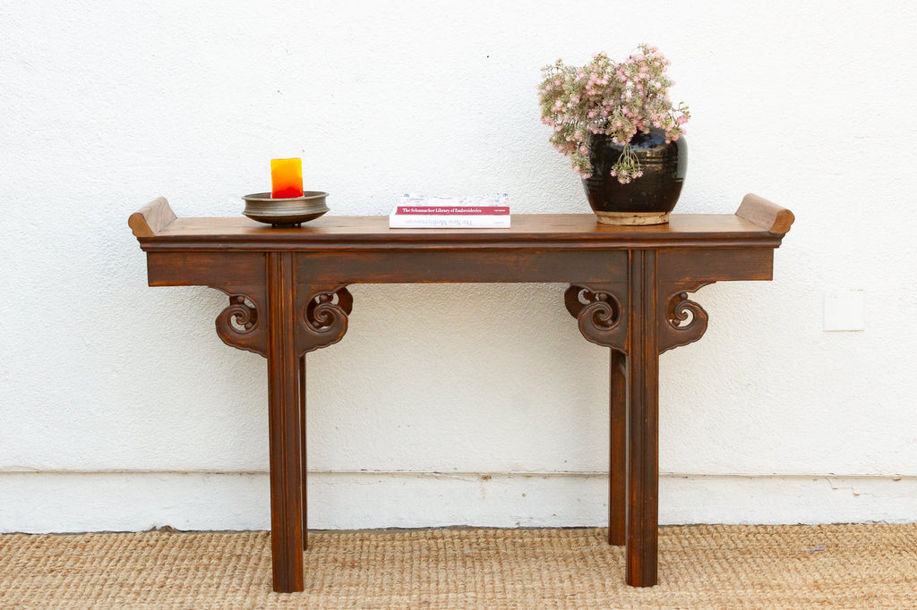 Ming Dynasty Style Elm Wood Console Table