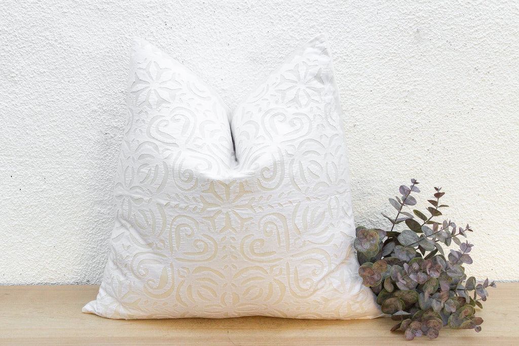 Rustic Oat Euro Applique Pillow Cover