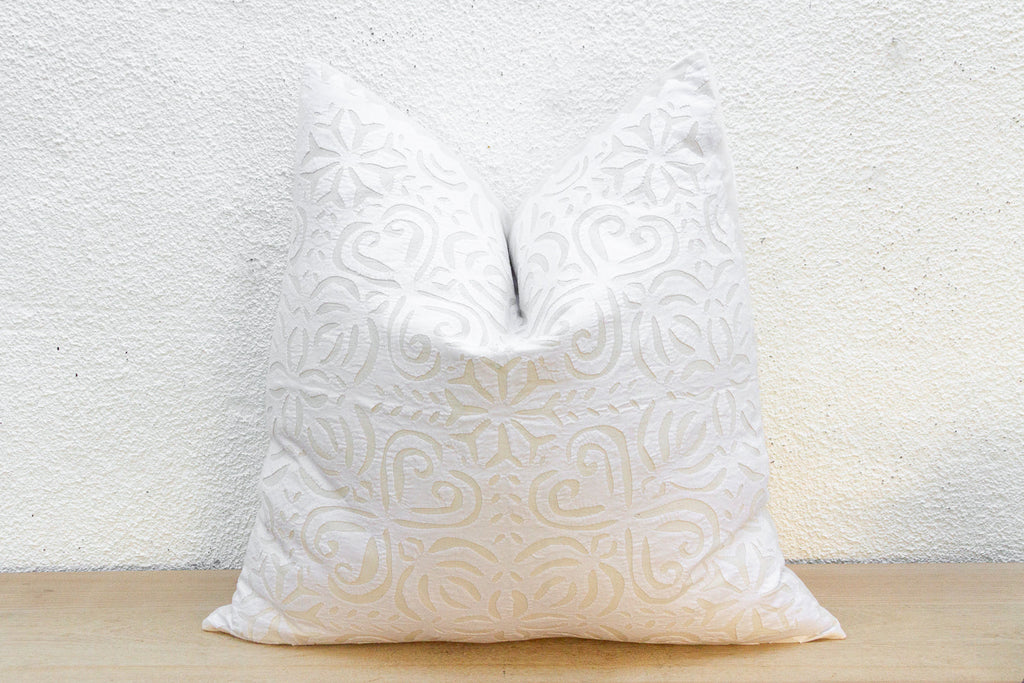 Rustic Oat Euro Applique Pillow Cover