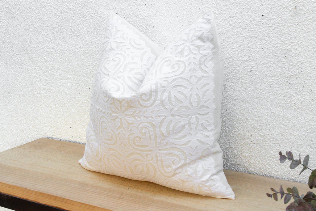 Rustic Oat Euro Applique Pillow Cover