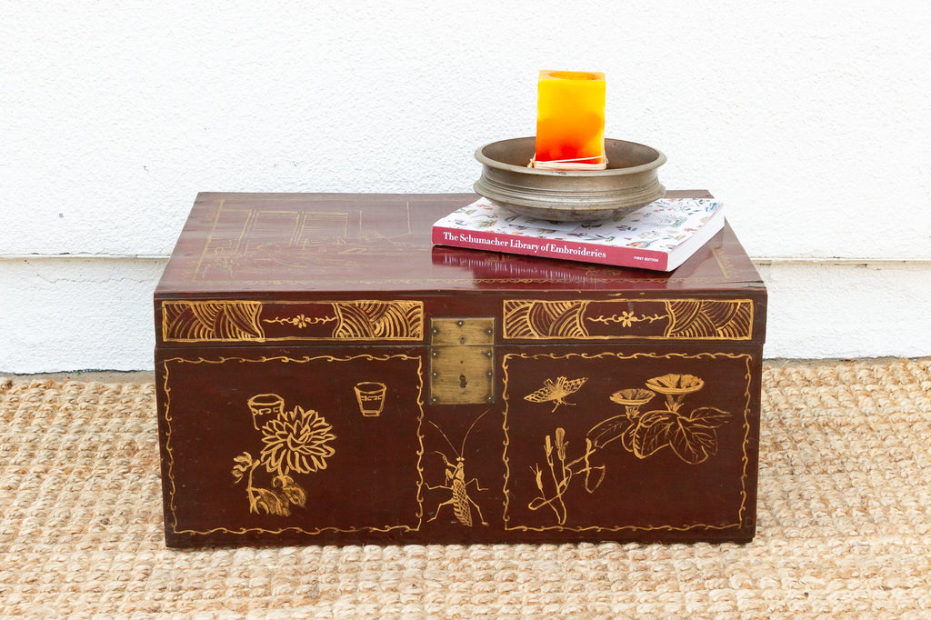 Red & Gold Vintage Chinese Trunk
