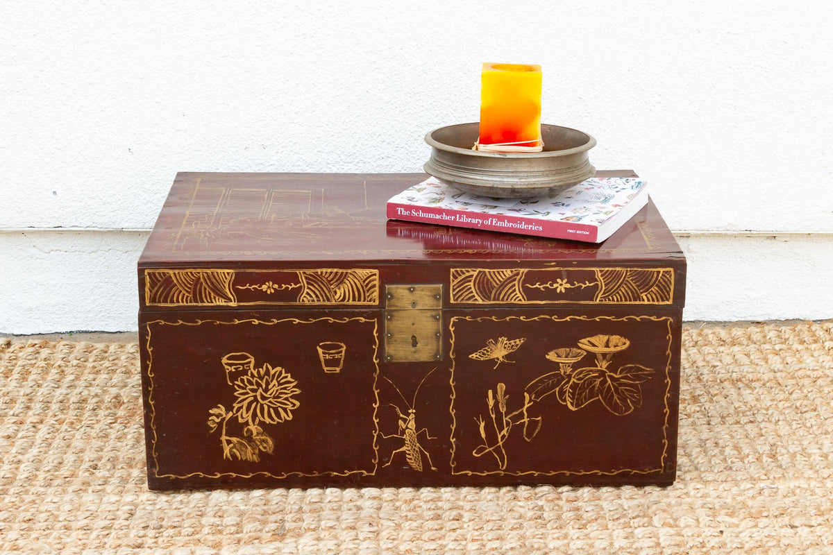 Red & Gold Vintage Chinese Trunk