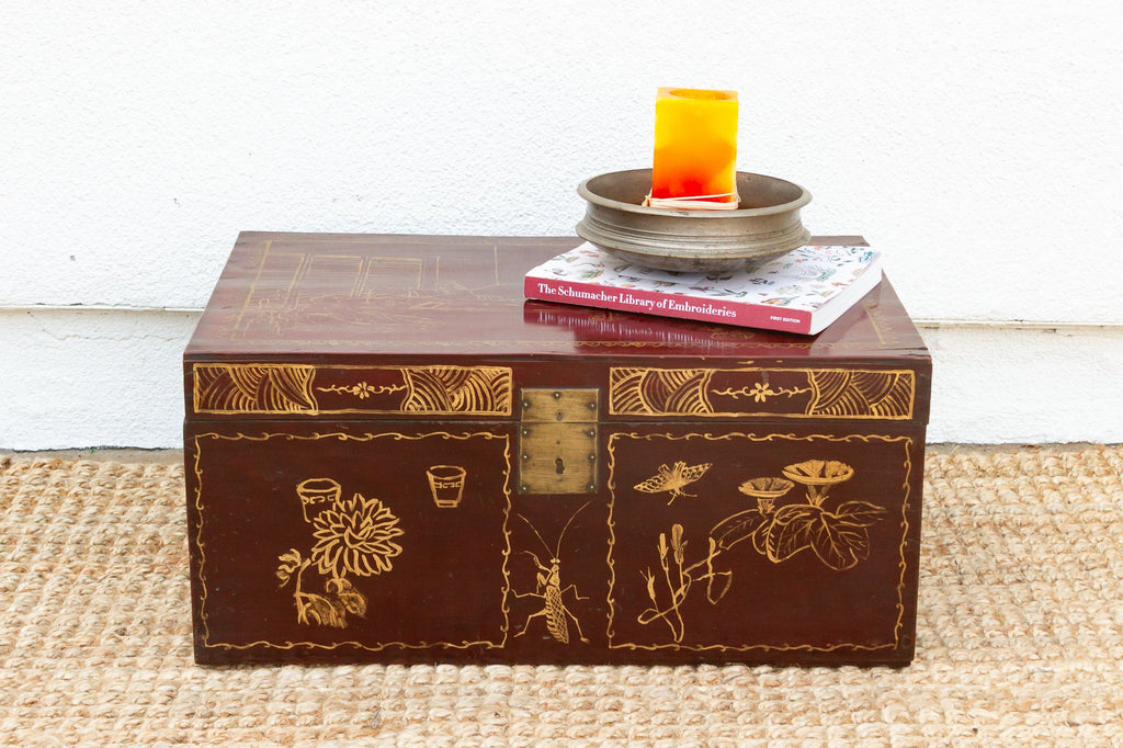 Red & Gold Vintage Chinese Trunk