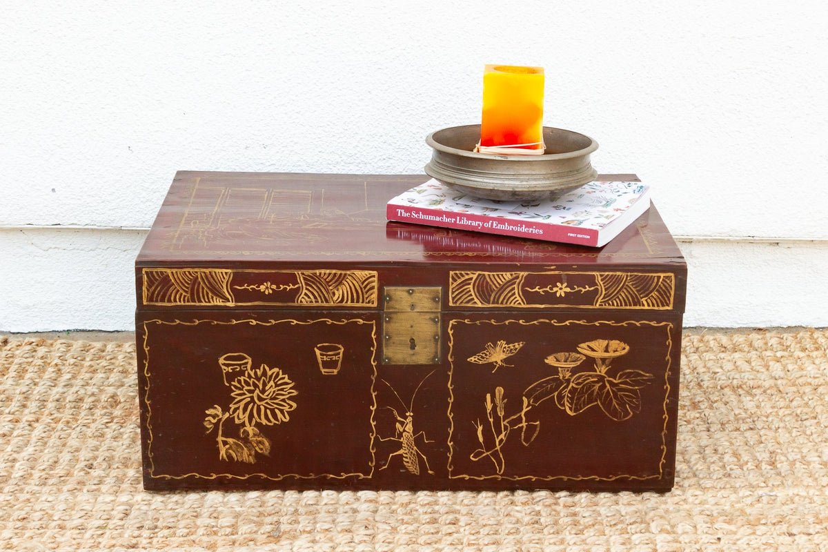 Red & Gold Vintage Chinese Trunk