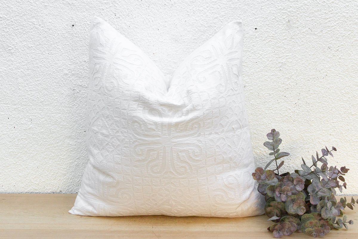 Terra Cream Euro Applique Pillow Cover