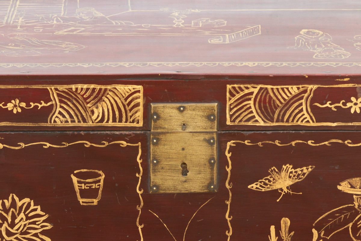 Red & Gold Vintage Chinese Trunk