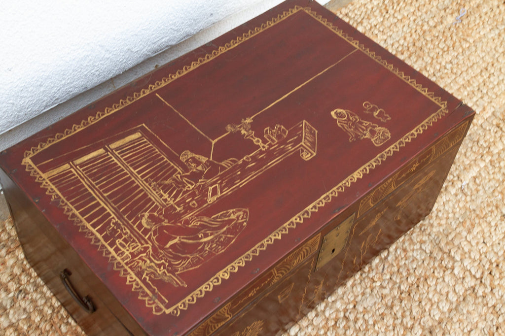 Red & Gold Vintage Chinese Trunk