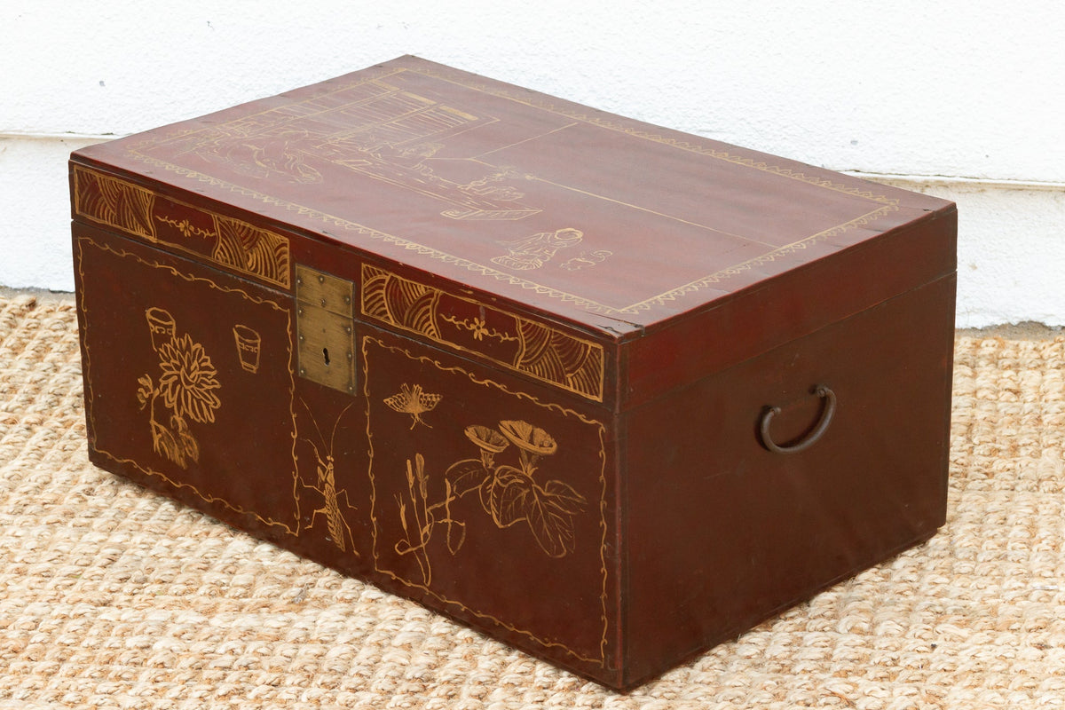 Red & Gold Vintage Chinese Trunk