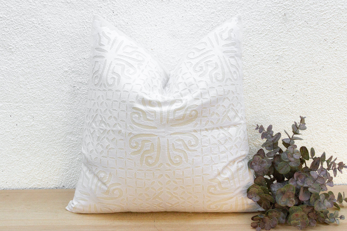 Cream Sol Euro Applique Pillow with Insert