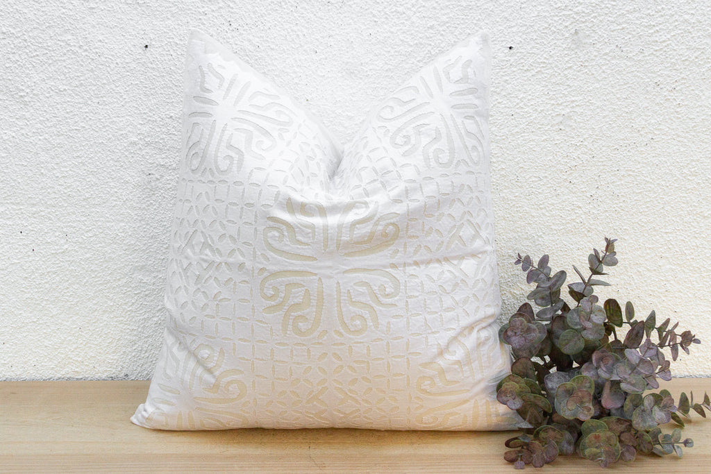 Cream Sol Euro Applique Pillow with Insert