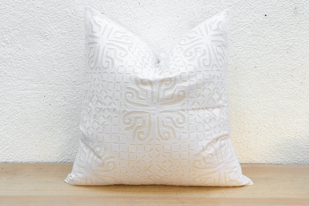 Cream Sol Euro Applique Pillow with Insert