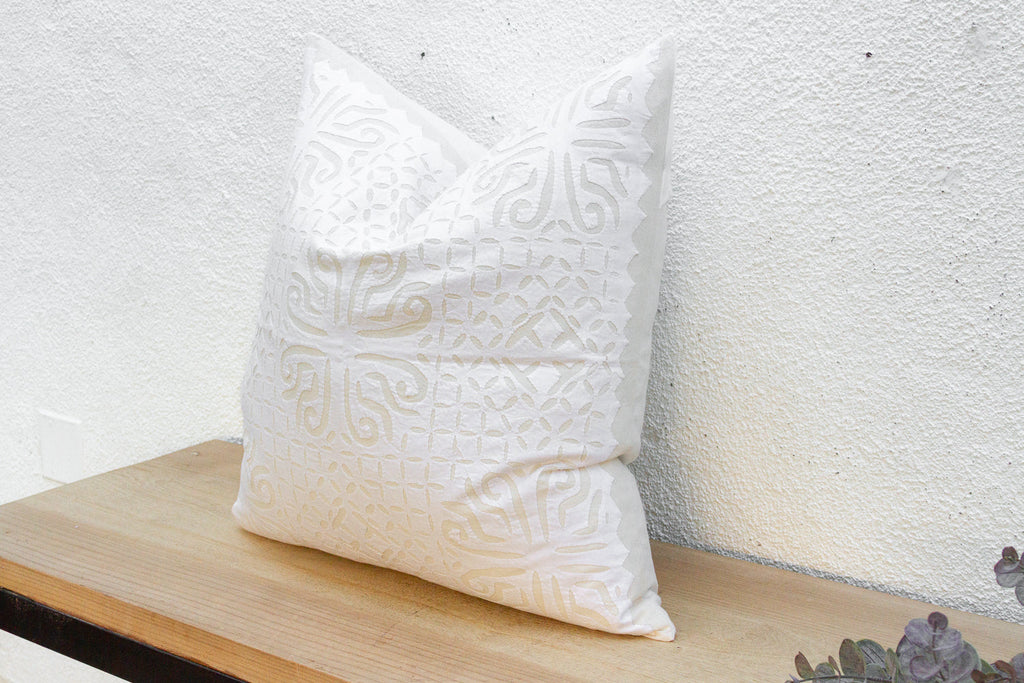 Cream Sol Euro Applique Pillow with Insert