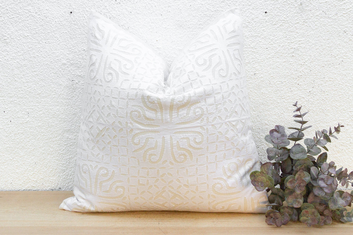 Light Woven Euro Applique Pillow Cover