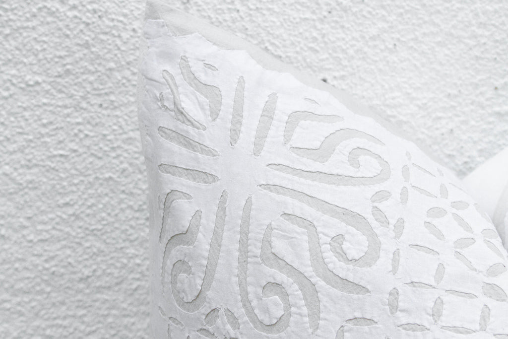 Light Woven Euro Applique Pillow Cover