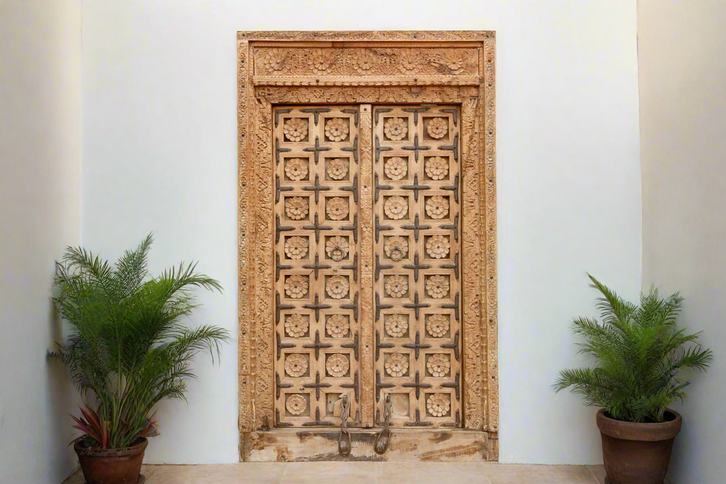 Early 1800's Rajasthan Haveli Lotus Door