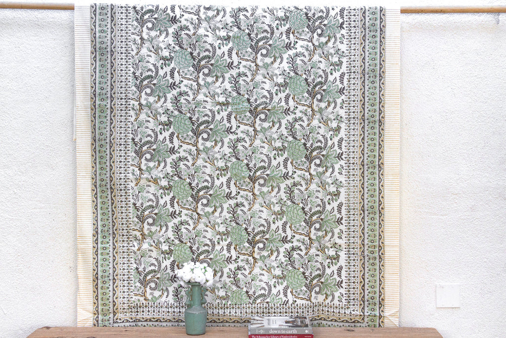 Olive Garden, Hand Blockprint Cotton Coverlet