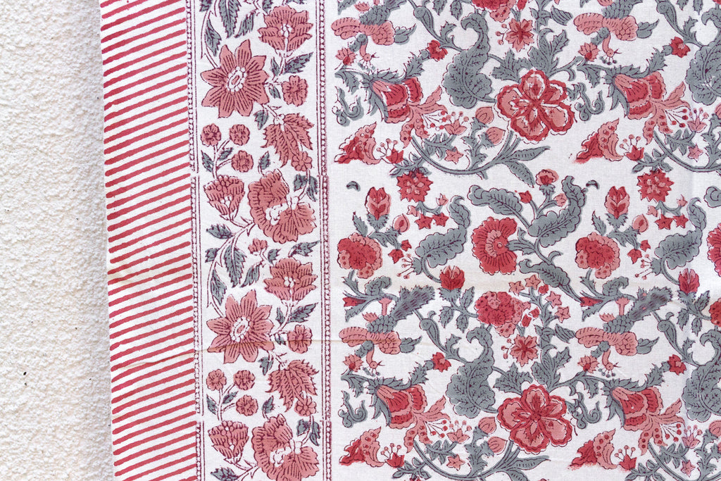 Maison des Fleurs, Hand Blockprint Cotton Coverlet