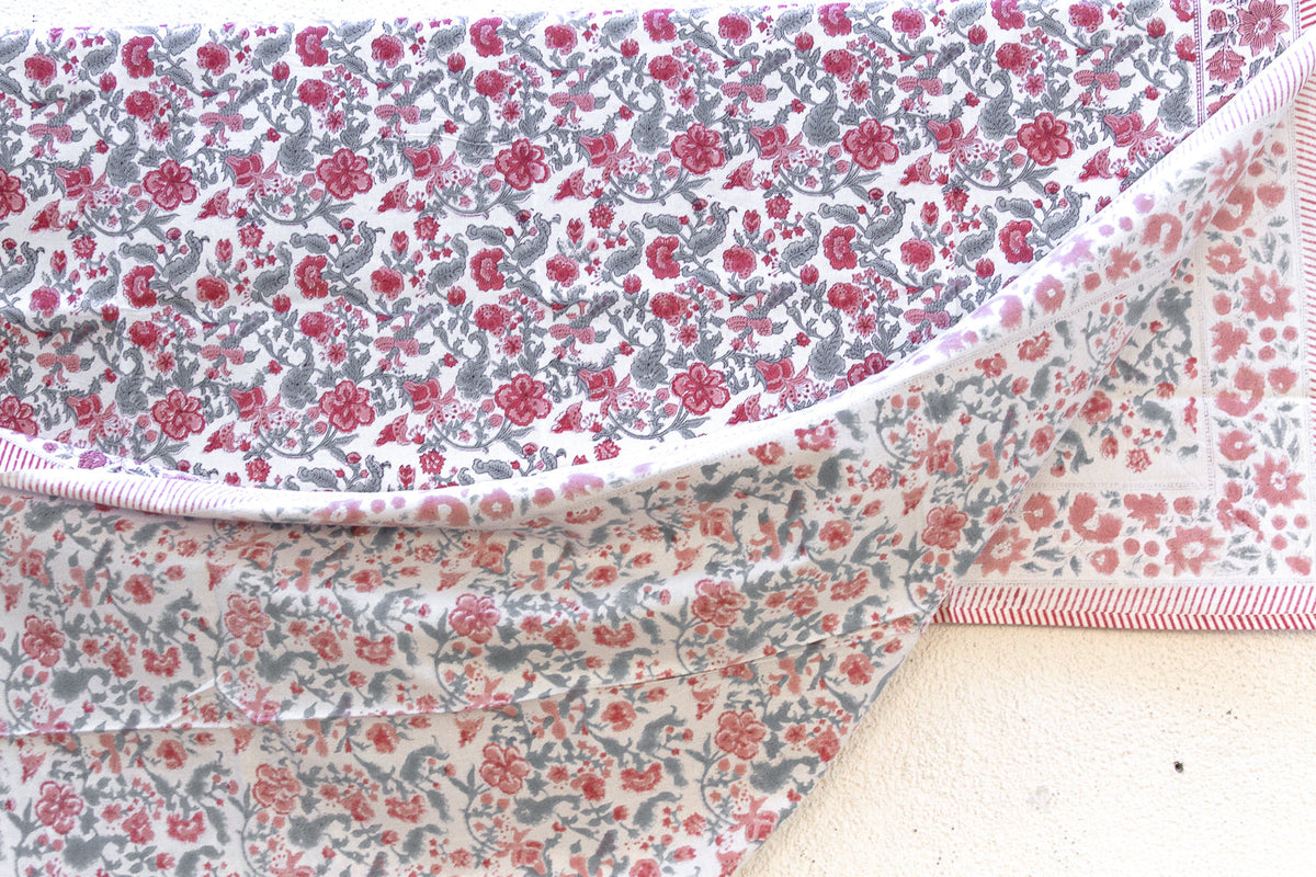 Maison des Fleurs, Hand Blockprint Cotton Coverlet