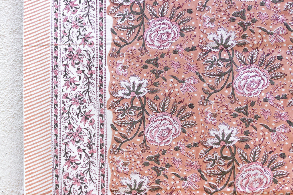 Summer Haze, Hand Blockprint Cotton Coverlet