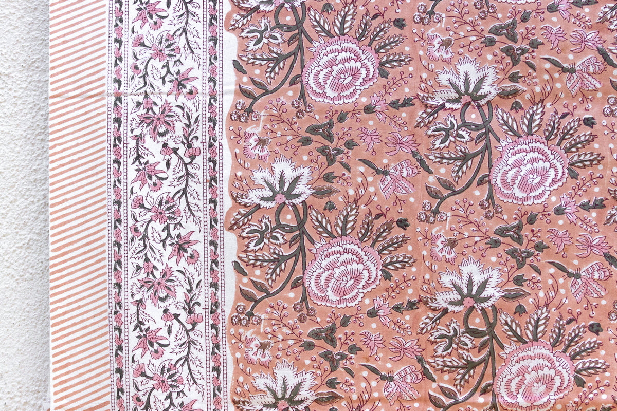 Summer Haze, Hand Blockprint Cotton Coverlet