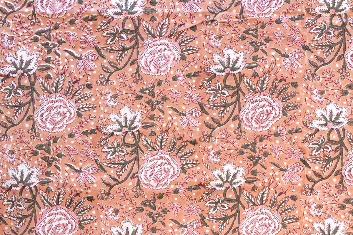 Summer Haze, Hand Blockprint Cotton Coverlet