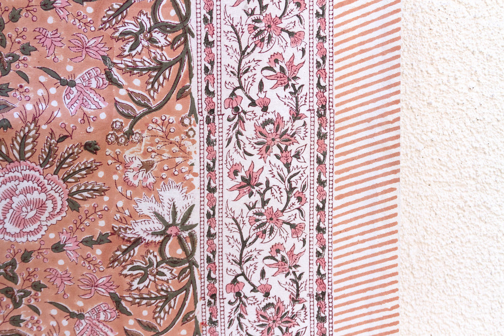 Summer Haze, Hand Blockprint Cotton Coverlet
