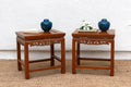 Pair of Vintage Carved Elm & Burr End Tables