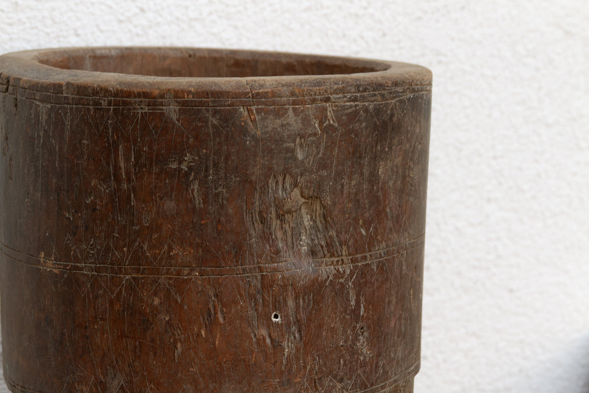 Antique Patinated Pedestal Mortar Vessel