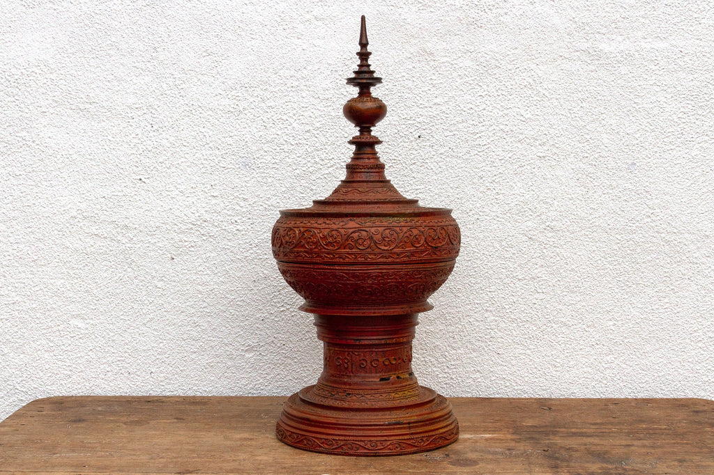 Vintage Sculptural Carved Burmese Vessel
