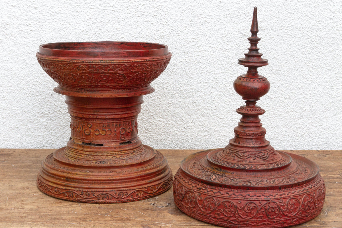 Vintage Sculptural Carved Burmese Vessel