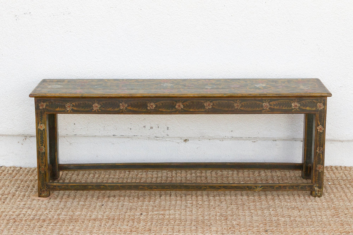 Vintage Jaipur Garden Floral Painted Bench