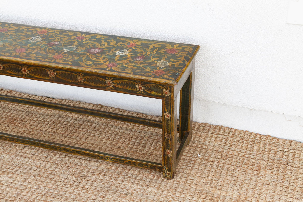 Vintage Jaipur Garden Floral Painted Bench